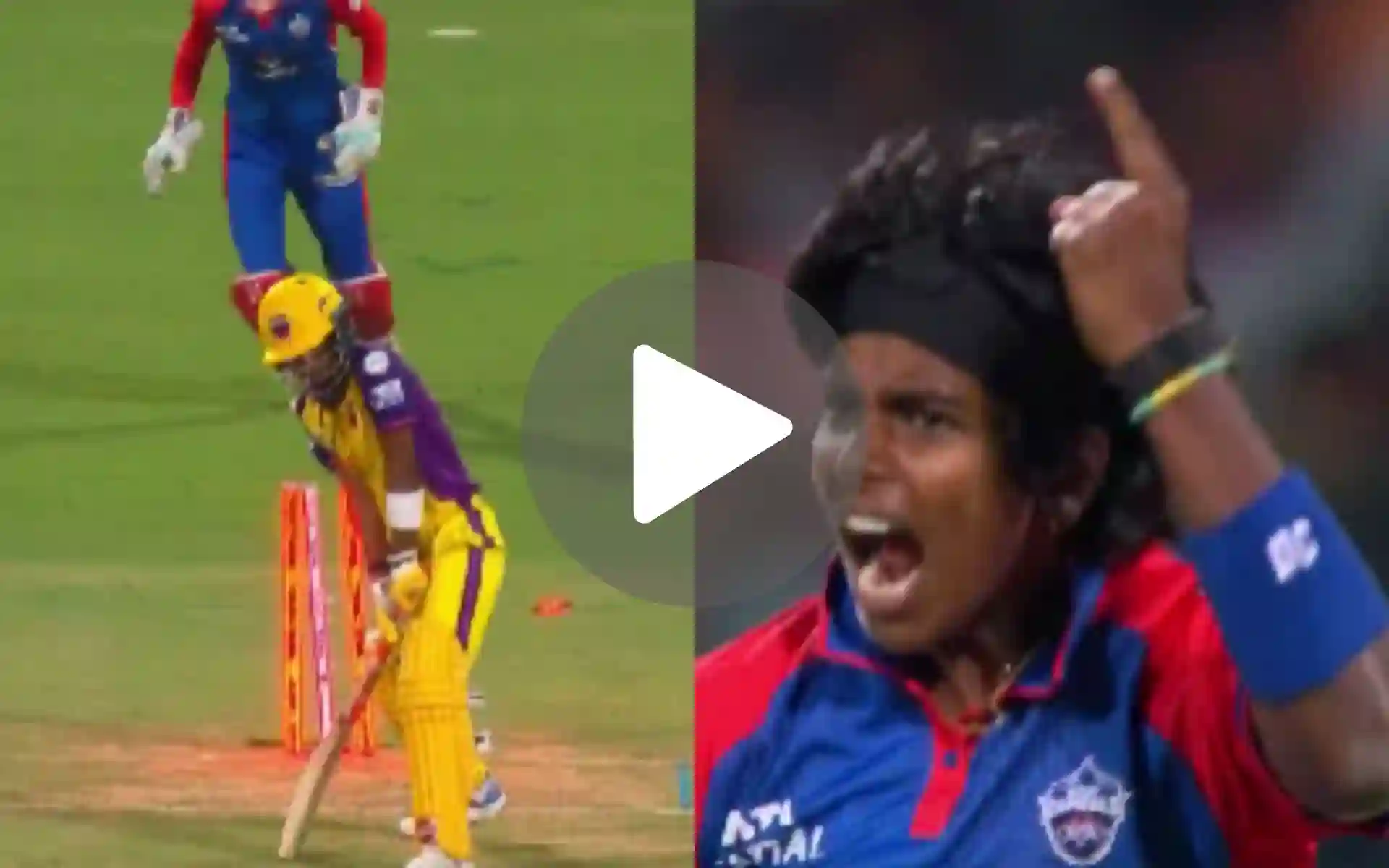 [Watch] Arundhati Reddy Roars Like Dale Steyn After Shattering The Stumps in WPL 2025